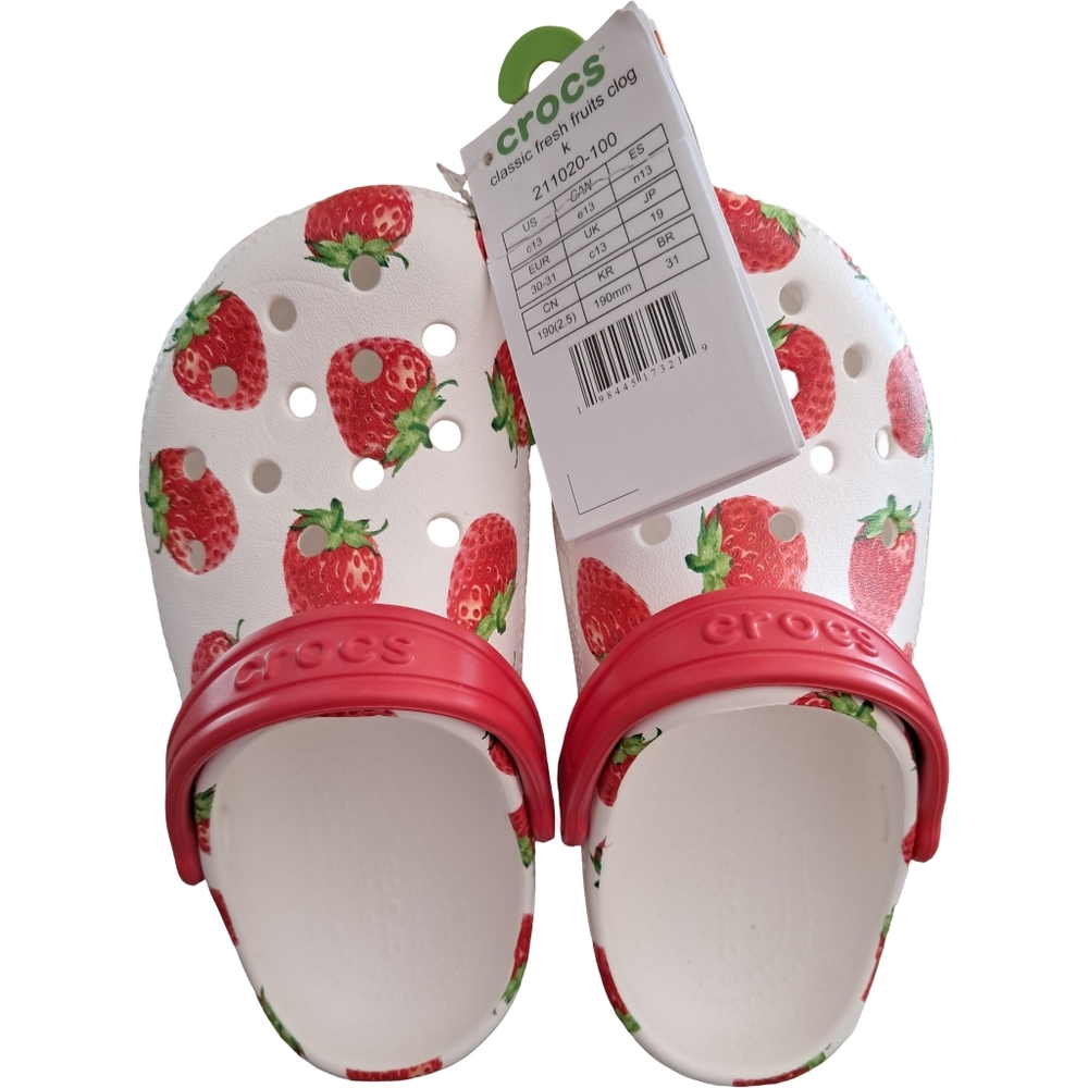 CROCS Girls Classic Fresh Fruit Clogs Strawberries Various Sizes New With Tags - Picture 11 of 13